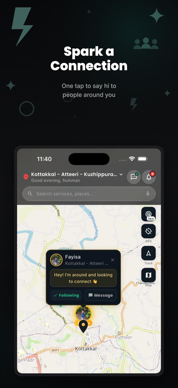 Spark — one tap to connect with people around you